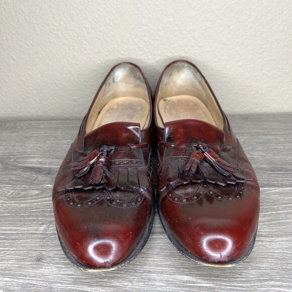 Ferragamo Wingtip Kiltie Tassel Loafer Burgundy Leather Men Size 11.5B Oxblood main image 6